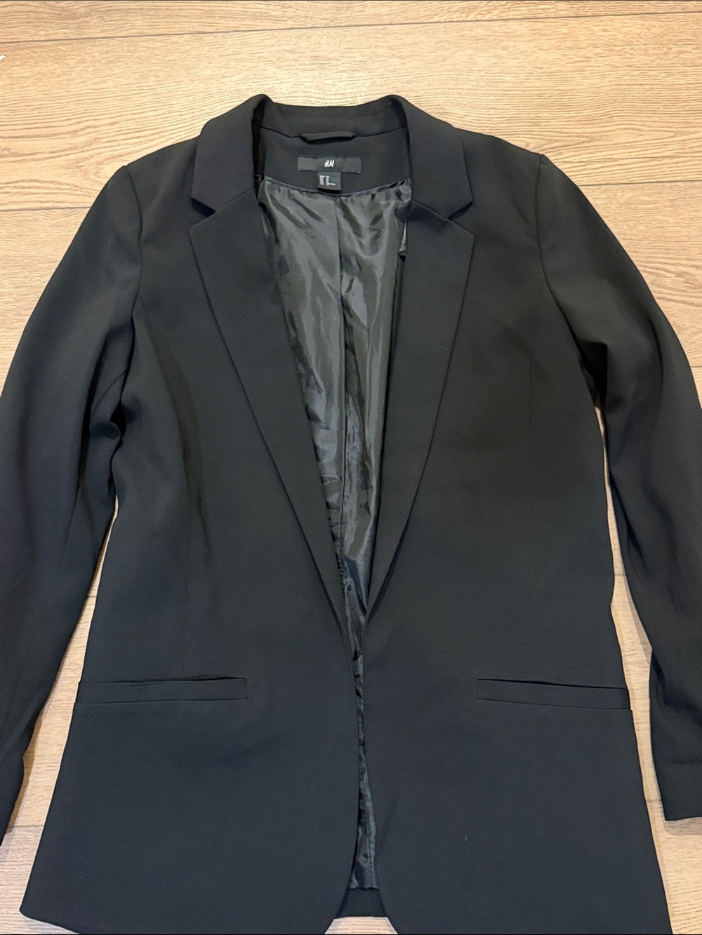 H&M Black Women's Longline Blazer - Slim Notch Lapel